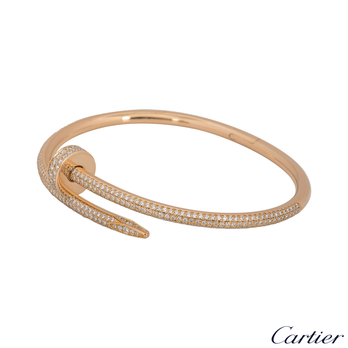 Cartier Rose Gold Diamond Juste Un Clou Bracelet Size 17 N6702117 ...